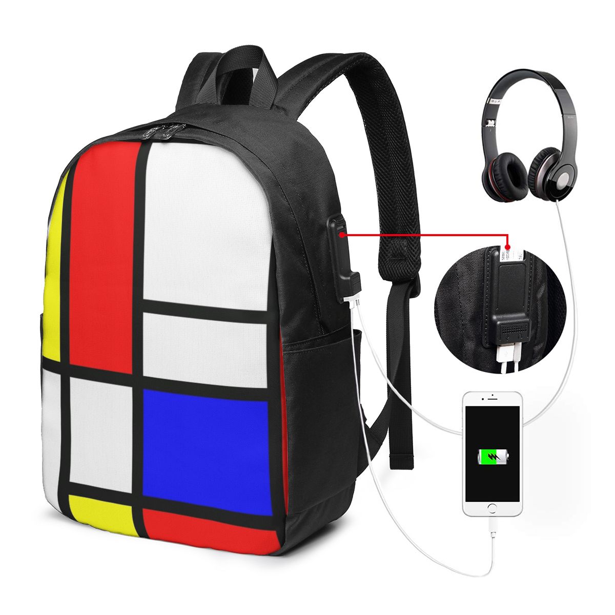 Women Bags College - Zaino Piet Mondrian Composition, borsa da