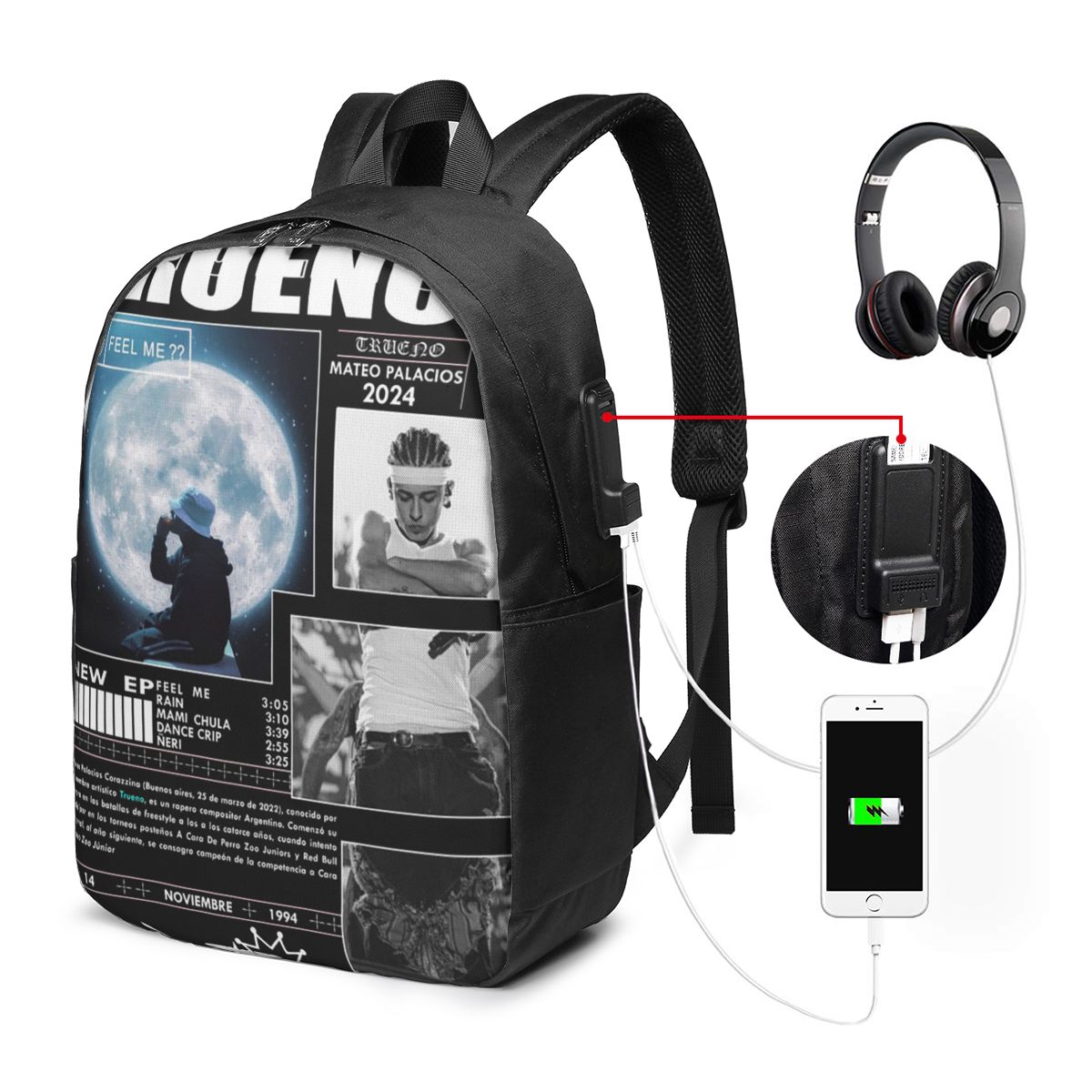 Women Bags College - Divertente Zaino Hip Hop Trueno per