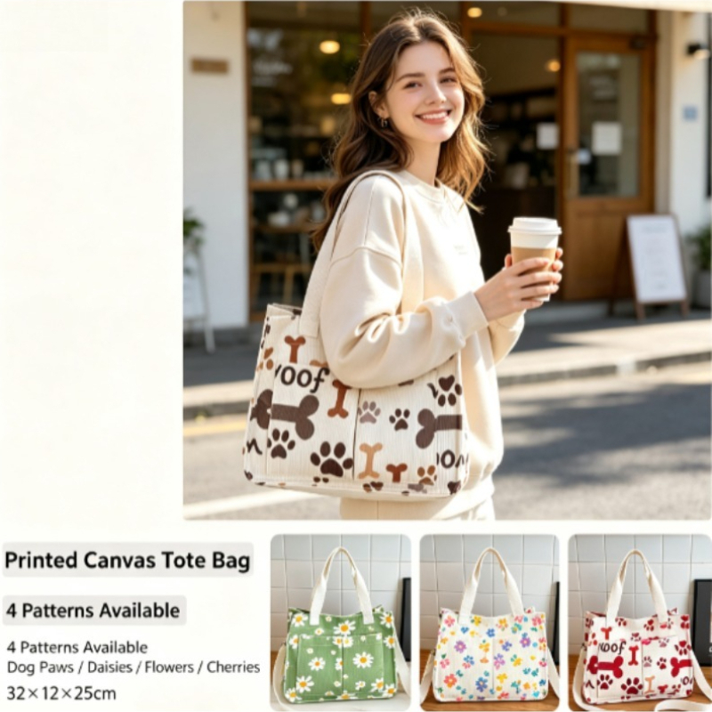 Women Handheld Bags - Borsa Ecologica in Velluto a Coste