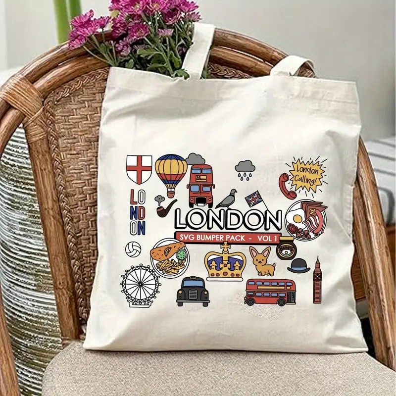 Women Bags In Uk - Borsa tote in tela con grafica