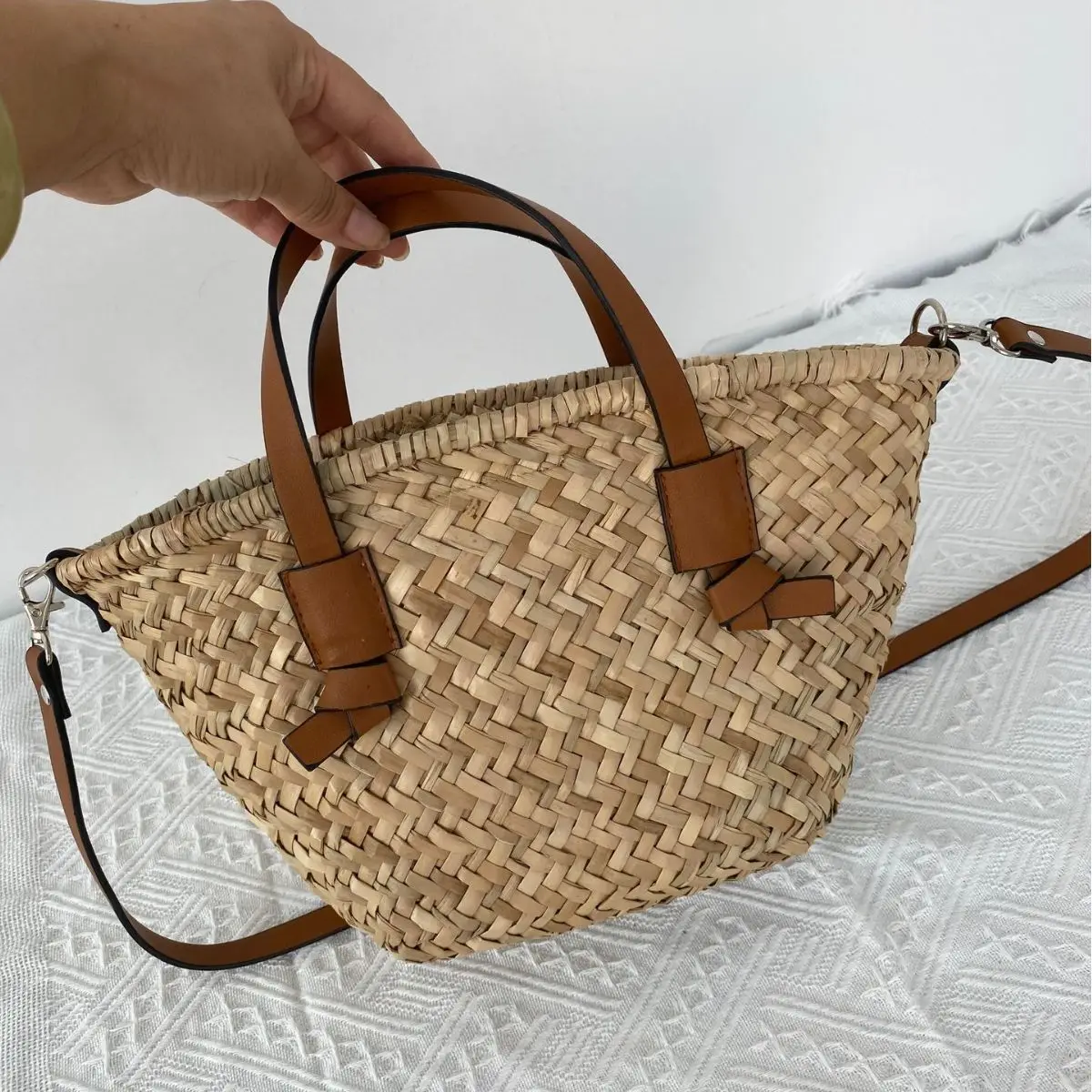 Basket Bag Wicker - Borsa a cesto di paglia bohémien