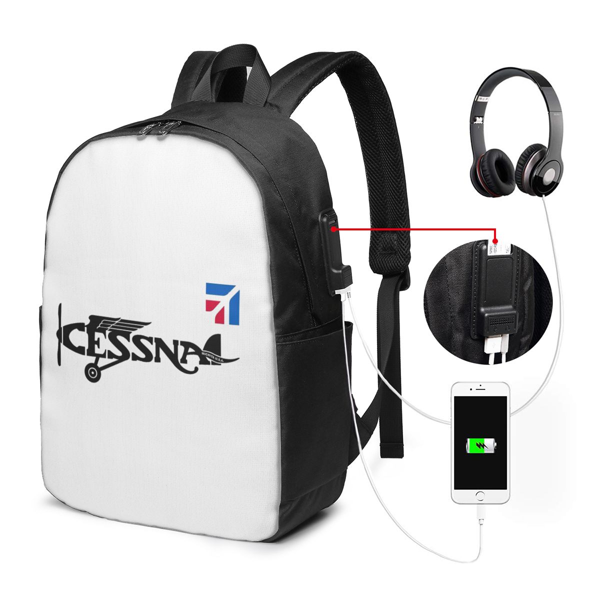 Zaino con logo Cessna, borsa d - Women Bags College recensione e prezzo
