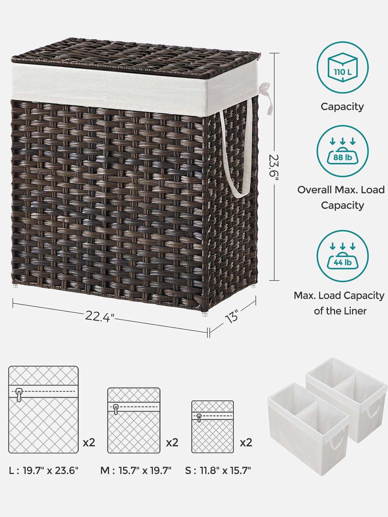 Cesto per la Biancheria Doppio - Basket Bag Wicker recensione e prezzo