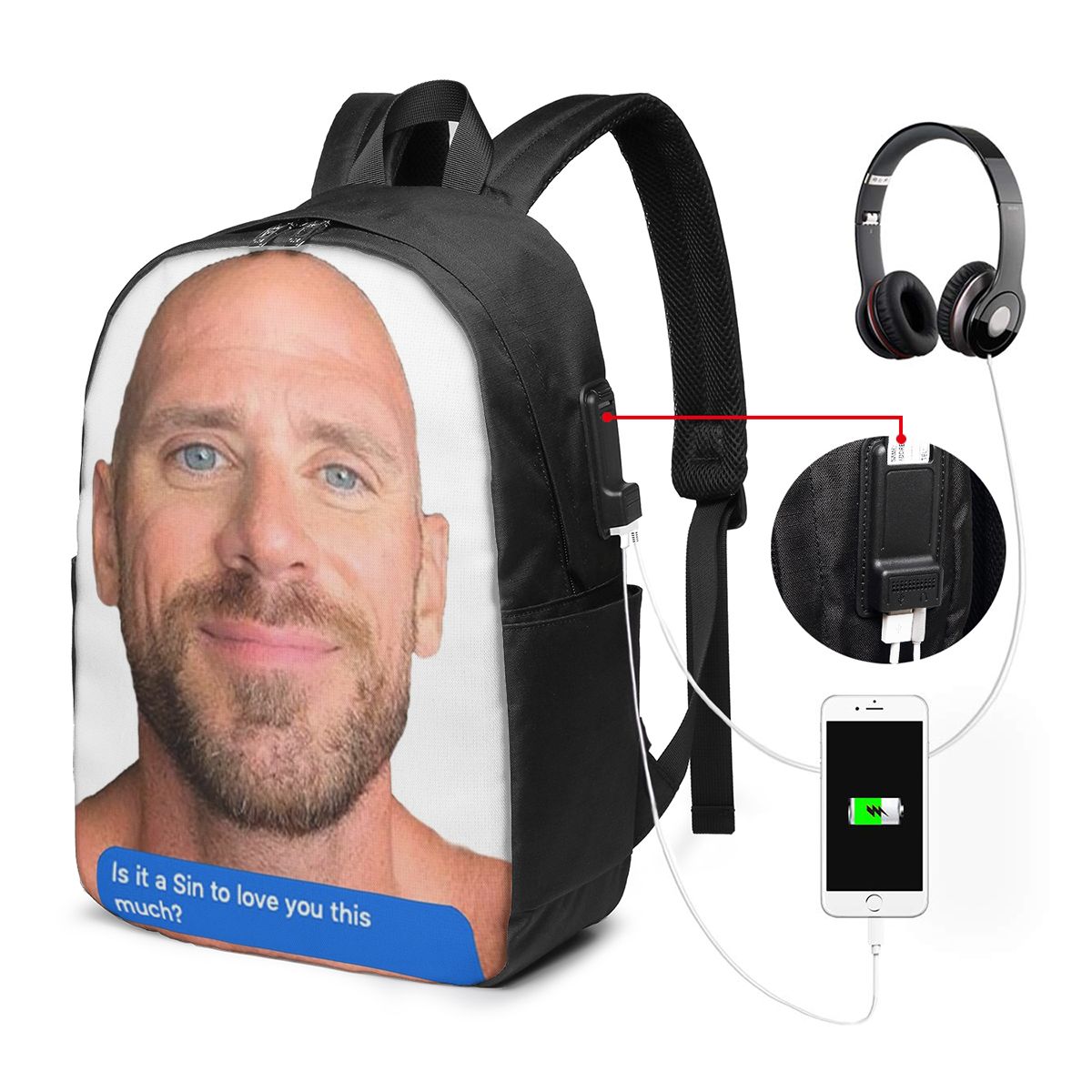 Zaino Johnny Sins Flirty Text  - Women Bags For Laptop recensione e prezzo